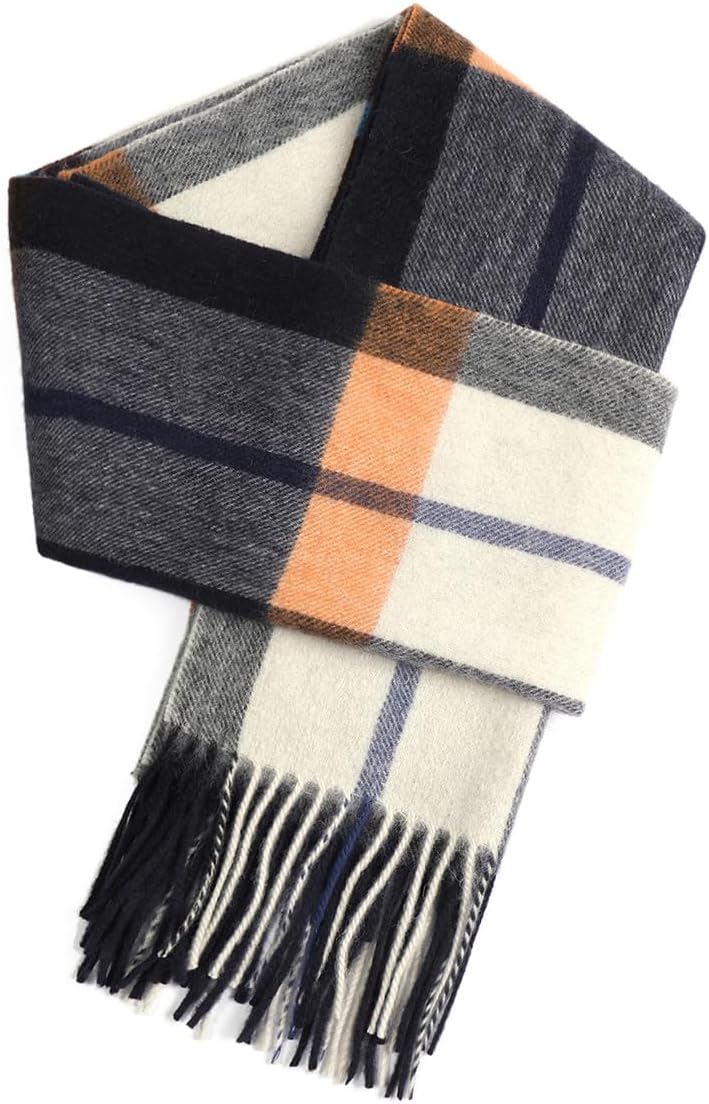 SKNSOFT Winter Wool Plaid Scarf for Men,Women Fashion Tartan Wrap Checkered Scarves - Image 1